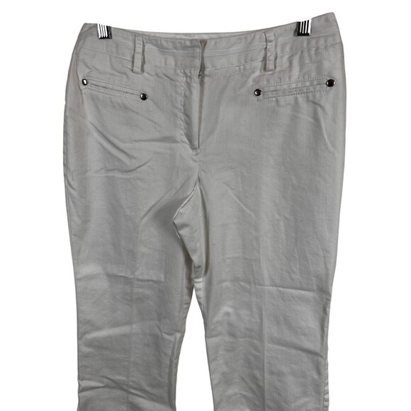 Dressbarn 8P Blend Pants  Button Pockets White 77% Cotton 20% Polyester - Picture 6 of 12